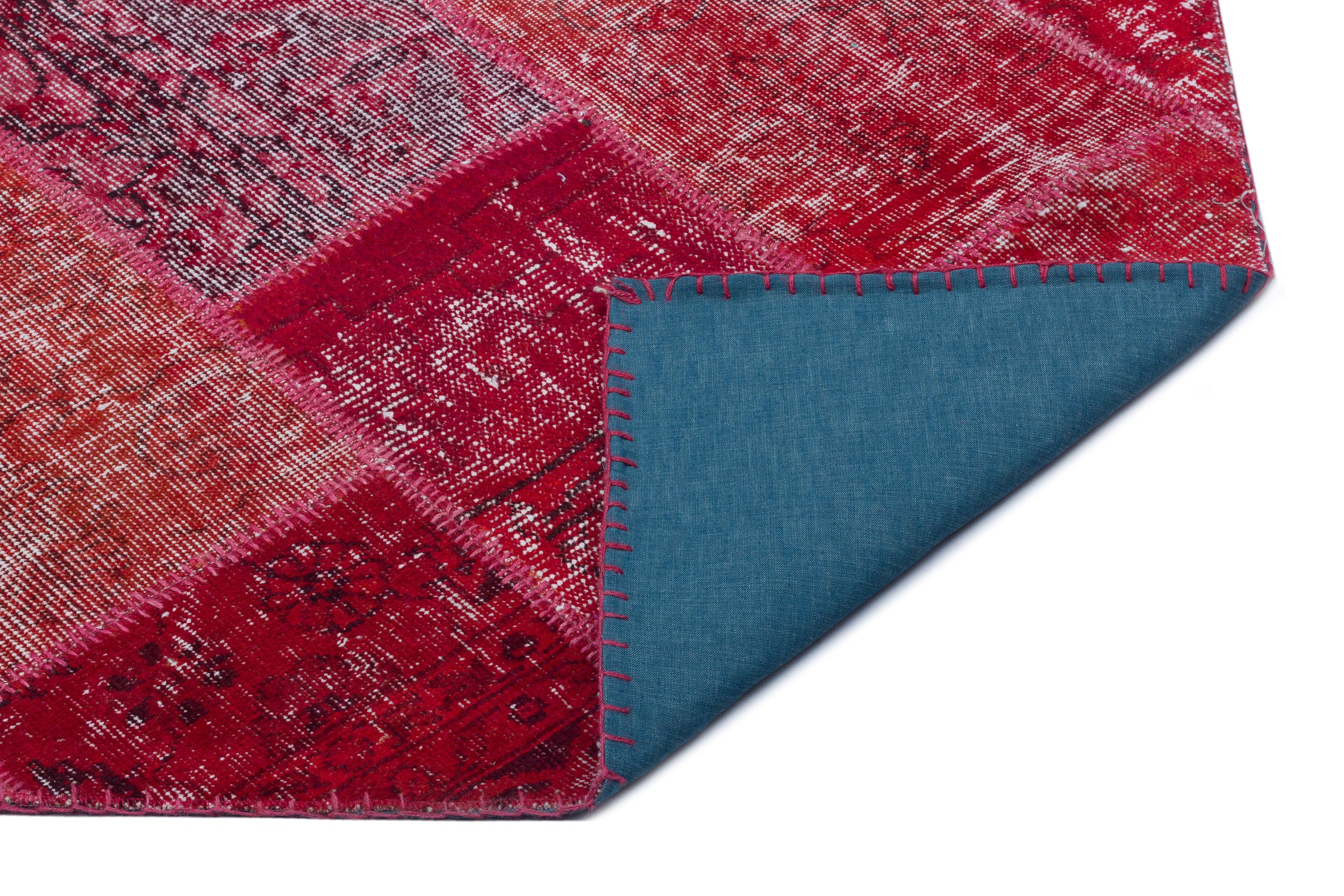 Red Over Dyed Patchwork Unique Rug 5'3'' x 7'7'' ft 160 x 230 cm