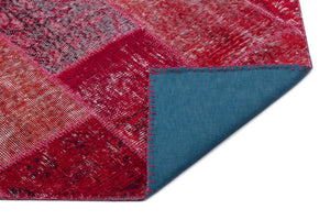 Red Over Dyed Patchwork Unique Rug 5'3'' x 7'7'' ft 160 x 230 cm