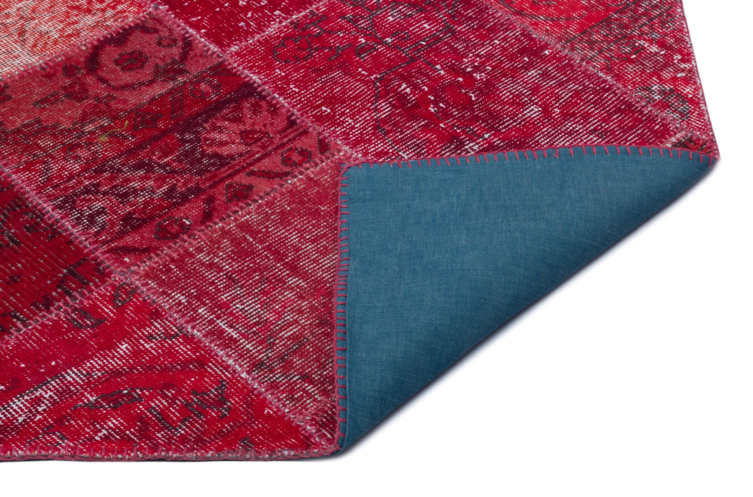 Red Over Dyed Patchwork Unique Rug 5'3'' x 7'7'' ft 160 x 230 cm