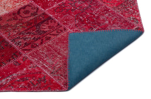 Red Over Dyed Patchwork Unique Rug 5'3'' x 7'7'' ft 160 x 230 cm