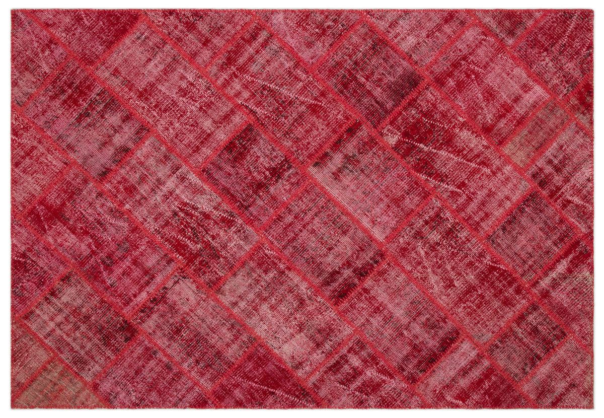 Red Over Dyed Patchwork Unique Rug 5&#39;3&#39;&#39; x 7&#39;7&#39;&#39; ft 160 x 230 cm