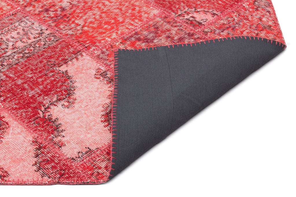 Red Over Dyed Patchwork Unique Rug 5'3'' x 7'7'' ft 160 x 230 cm