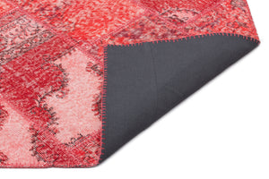 Red Over Dyed Patchwork Unique Rug 5'3'' x 7'7'' ft 160 x 230 cm