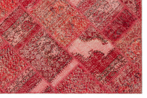 Red Over Dyed Patchwork Unique Rug 5'3'' x 7'7'' ft 160 x 230 cm