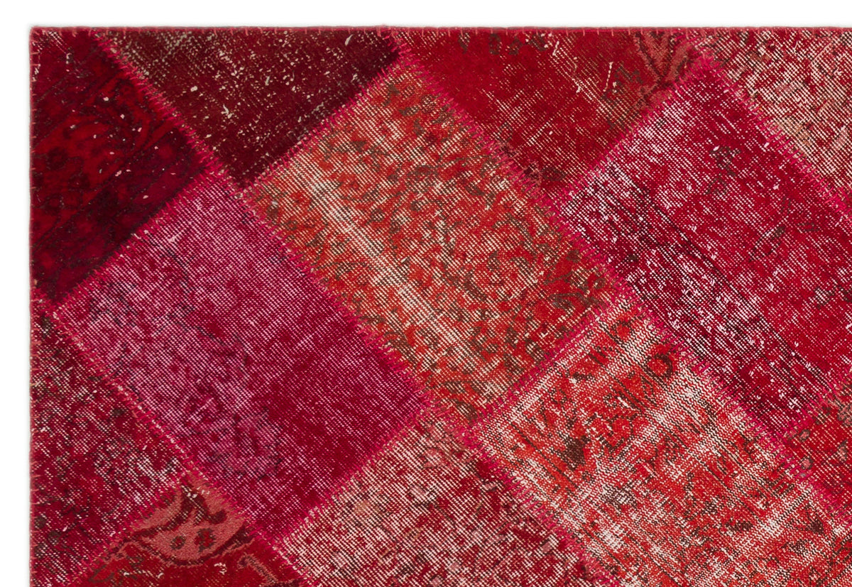 Red Over Dyed Patchwork Unique Rug 5&#39;3&#39;&#39; x 7&#39;7&#39;&#39; ft 160 x 230 cm