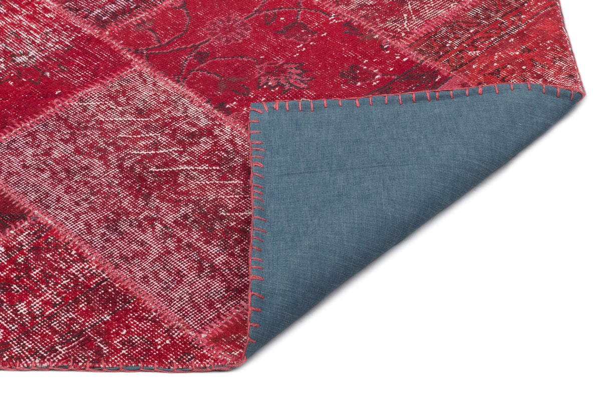 Red Over Dyed Patchwork Unique Rug 5&#39;3&#39;&#39; x 7&#39;7&#39;&#39; ft 160 x 230 cm