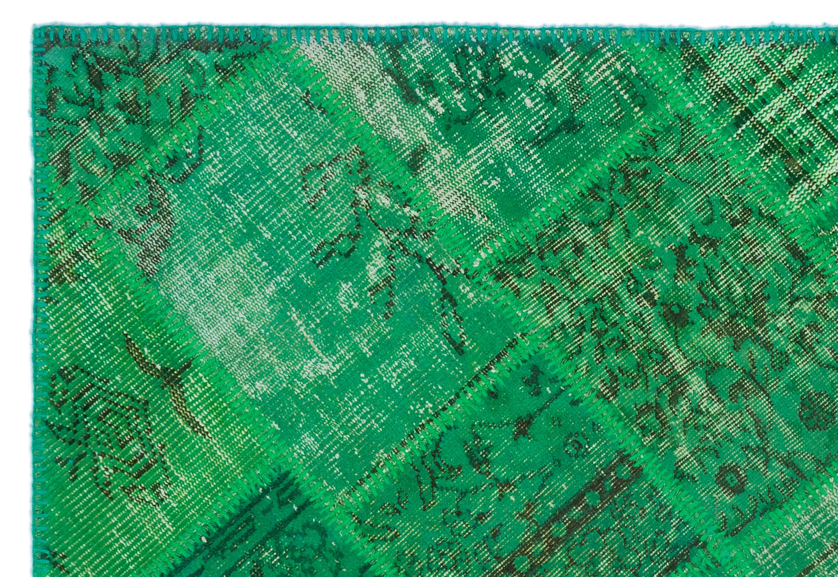 Green Over Dyed Patchwork Unique Rug 3&#39;11&#39;&#39; x 5&#39;11&#39;&#39; ft 120 x 180 cm