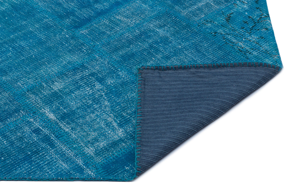 Blue Over Dyed Patchwork Unique Rug 3'11'' x 5'11'' ft 120 x 180 cm