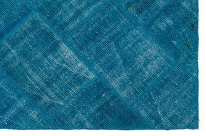 Blue Over Dyed Patchwork Unique Rug 3'11'' x 5'11'' ft 120 x 180 cm