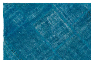 Blue Over Dyed Patchwork Unique Rug 3'11'' x 5'11'' ft 120 x 180 cm