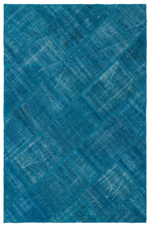 Blue Over Dyed Patchwork Unique Rug 3'11'' x 5'11'' ft 120 x 180 cm