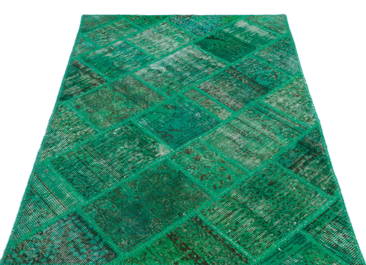 Green Over Dyed Patchwork Unique Rug 3&#39;11&#39;&#39; x 5&#39;11&#39;&#39; ft 120 x 180 cm