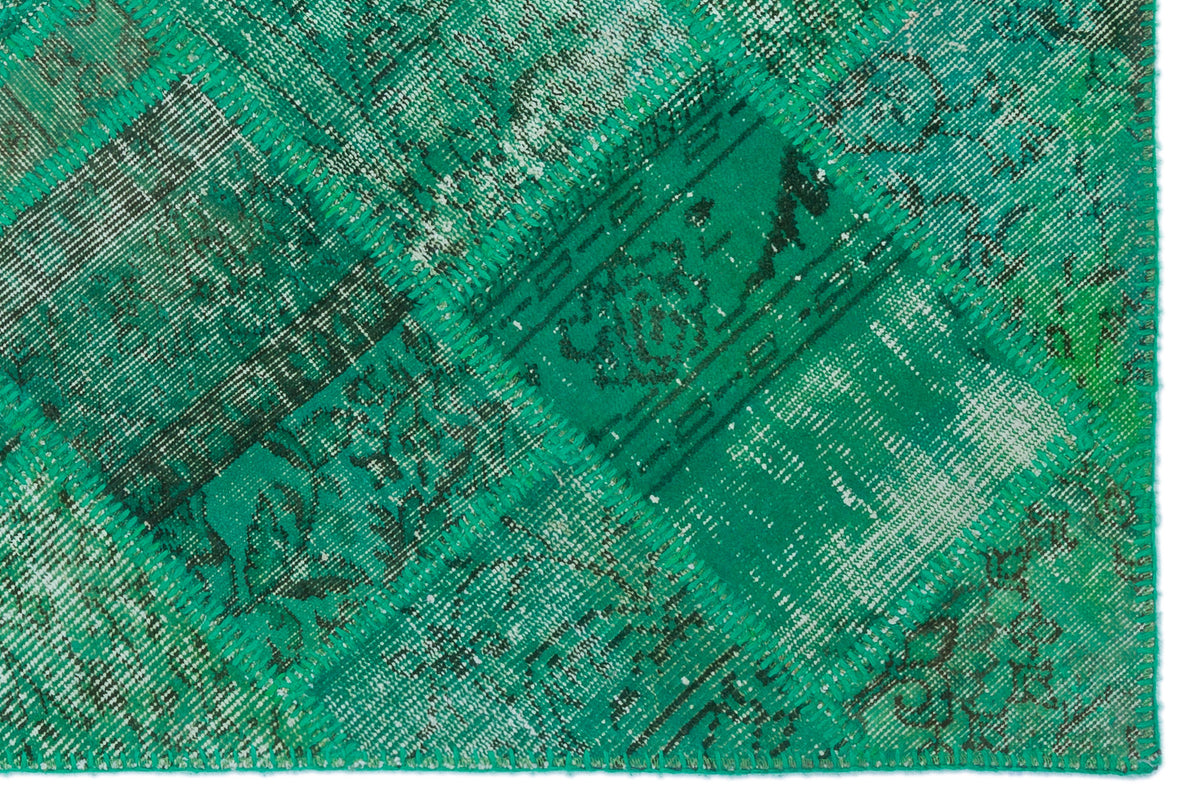 Green Over Dyed Patchwork Unique Rug 3&#39;11&#39;&#39; x 5&#39;11&#39;&#39; ft 120 x 180 cm