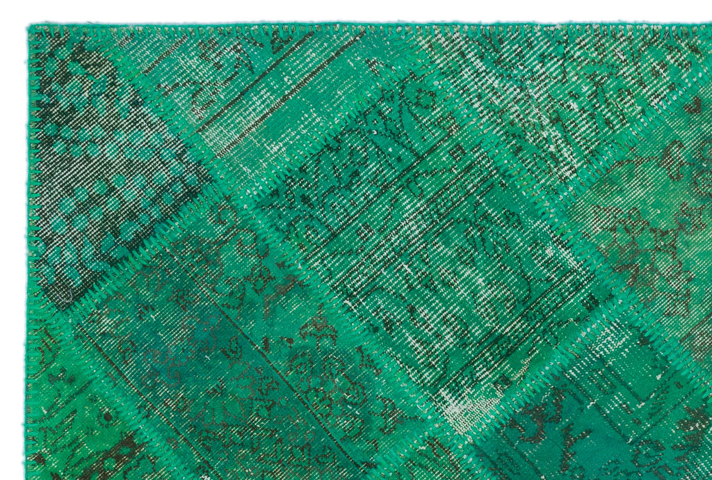 Green Over Dyed Patchwork Unique Rug 3'11'' x 5'11'' ft 120 x 180 cm