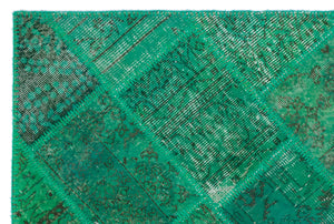 Green Over Dyed Patchwork Unique Rug 3'11'' x 5'11'' ft 120 x 180 cm