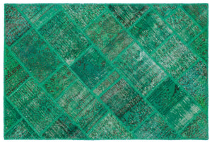 Green Over Dyed Patchwork Unique Rug 3'11'' x 5'11'' ft 120 x 180 cm