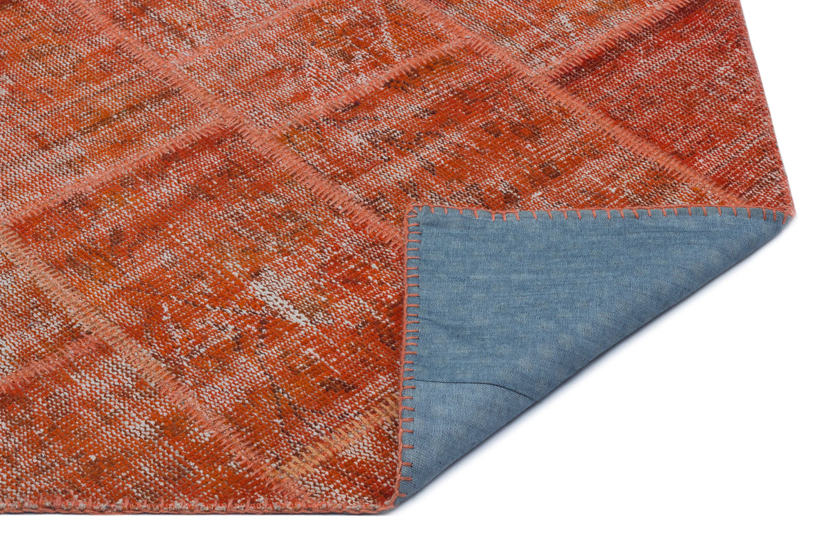 Orange Over Dyed Patchwork Unique Rug 3&#39;11&#39;&#39; x 5&#39;11&#39;&#39; ft 120 x 180 cm