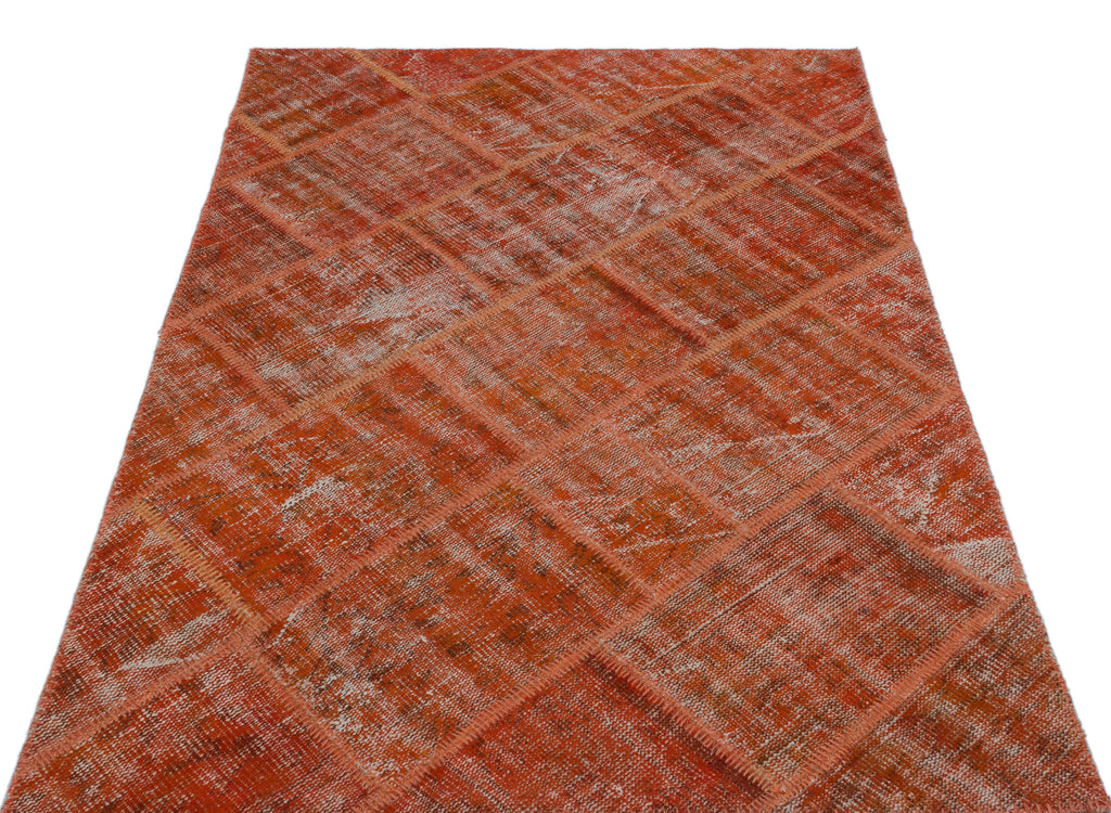 Orange Over Dyed Patchwork Unique Rug 3'11'' x 5'11'' ft 120 x 180 cm