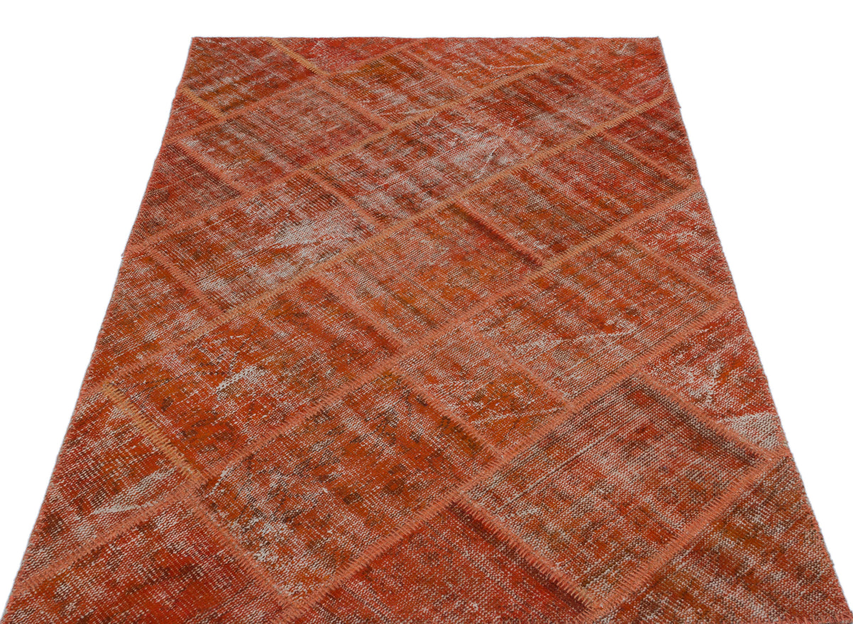 Orange Over Dyed Patchwork Unique Rug 3&#39;11&#39;&#39; x 5&#39;11&#39;&#39; ft 120 x 180 cm