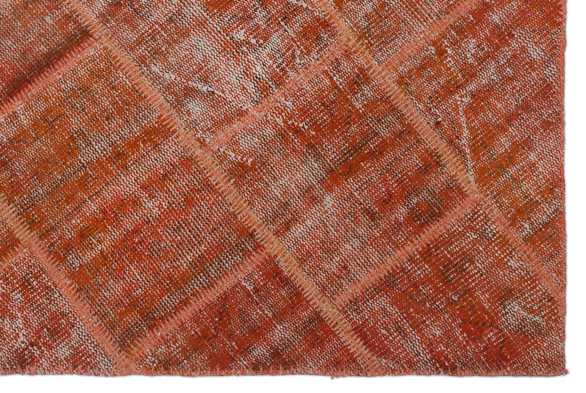 Orange Over Dyed Patchwork Unique Rug 3'11'' x 5'11'' ft 120 x 180 cm