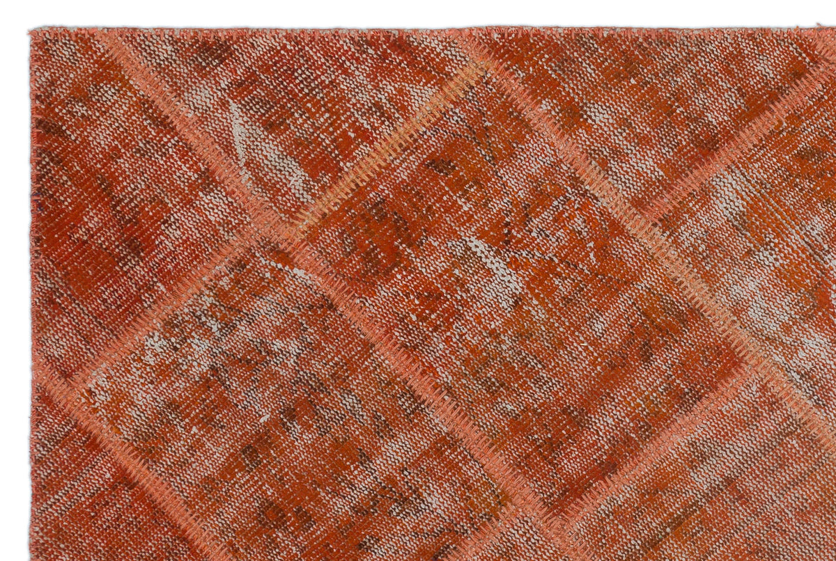 Orange Over Dyed Patchwork Unique Rug 3&#39;11&#39;&#39; x 5&#39;11&#39;&#39; ft 120 x 180 cm