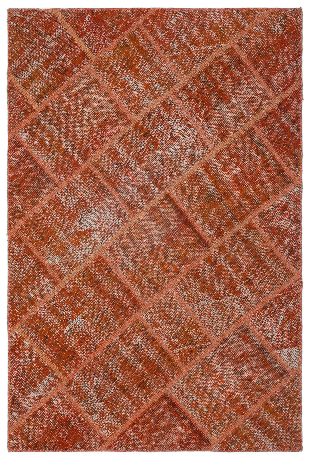 Orange Over Dyed Patchwork Unique Rug 3'11'' x 5'11'' ft 120 x 180 cm