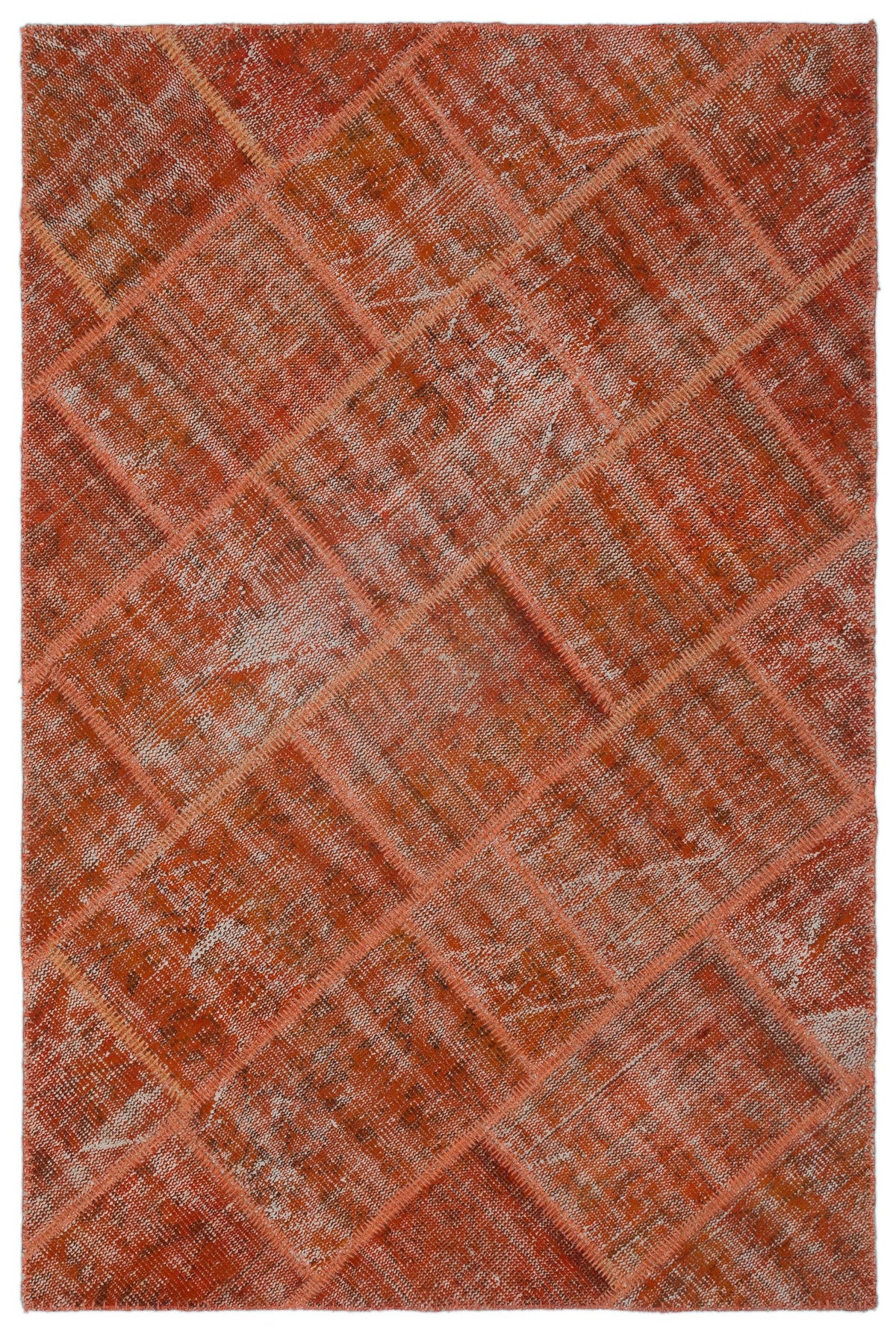 Orange Over Dyed Patchwork Unique Rug 3&#39;11&#39;&#39; x 5&#39;11&#39;&#39; ft 120 x 180 cm