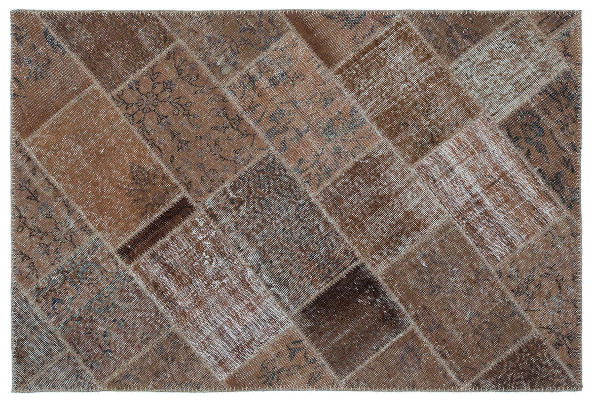 Brown Over Dyed Patchwork Unique Rug 3&#39;11&#39;&#39; x 5&#39;11&#39;&#39; ft 120 x 180 cm