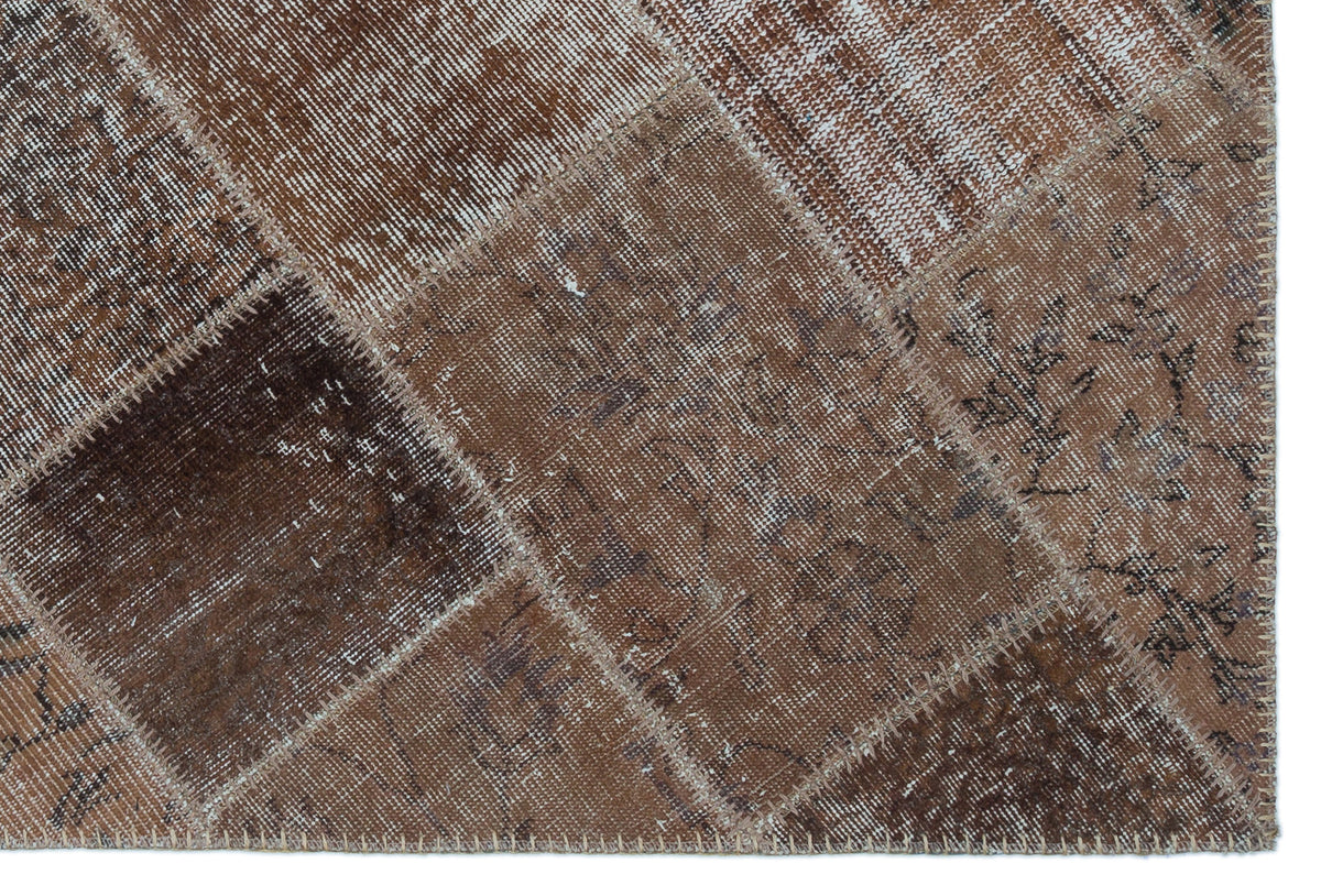 Brown Over Dyed Patchwork Unique Rug 3&#39;11&#39;&#39; x 5&#39;11&#39;&#39; ft 120 x 180 cm