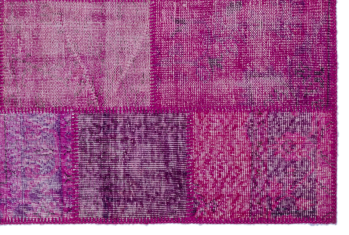 Fuchsia Over Dyed Patchwork Unique Rug 3&#39;11&#39;&#39; x 5&#39;11&#39;&#39; ft 120 x 180 cm