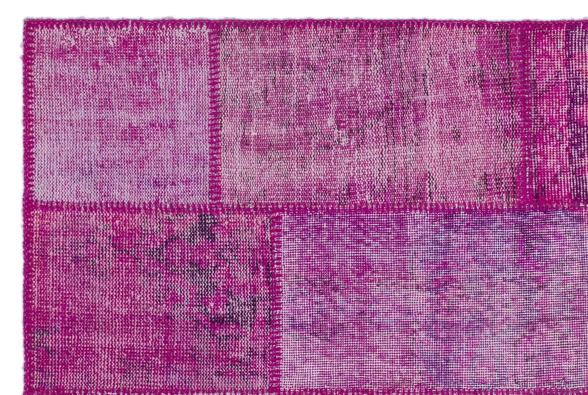 Fuchsia Over Dyed Patchwork Unique Rug 3&#39;11&#39;&#39; x 5&#39;11&#39;&#39; ft 120 x 180 cm