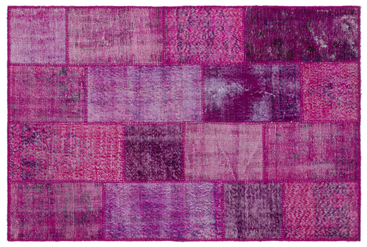 Fuchsia Over Dyed Patchwork Unique Rug 3&#39;11&#39;&#39; x 5&#39;11&#39;&#39; ft 120 x 180 cm