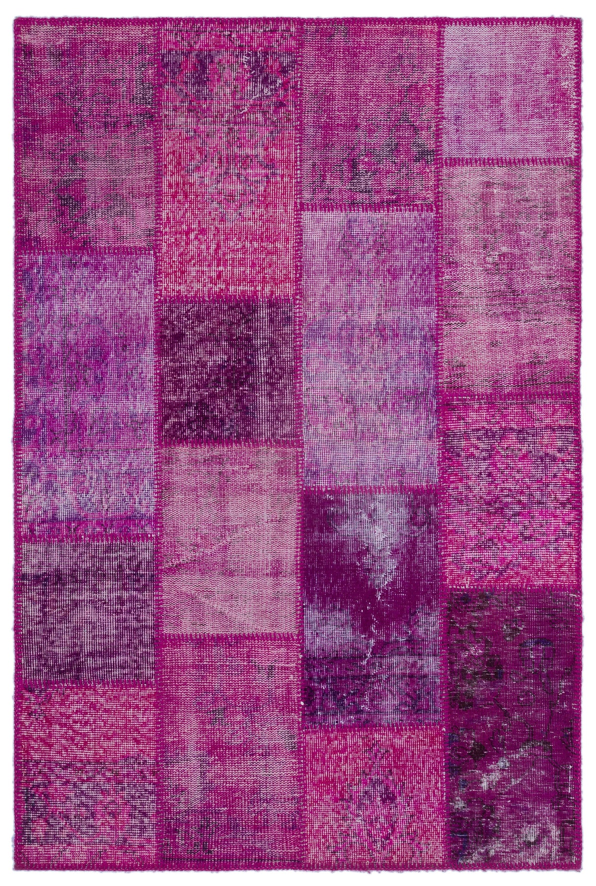Fuchsia Over Dyed Patchwork Unique Rug 3&#39;11&#39;&#39; x 5&#39;11&#39;&#39; ft 120 x 180 cm