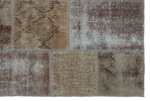 Beige Over Dyed Patchwork Unique Rug 3'11'' x 5'11'' ft 120 x 180 cm