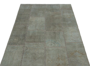 Gray Over Dyed Patchwork Unique Rug 3'11'' x 5'11'' ft 120 x 180 cm