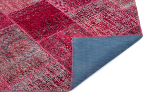 Red Over Dyed Patchwork Unique Rug 3'11'' x 5'11'' ft 120 x 180 cm