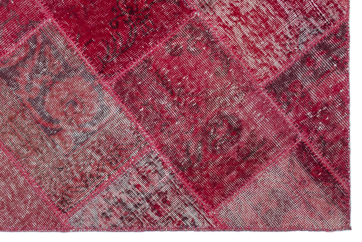 Red Over Dyed Patchwork Unique Rug 3&#39;11&#39;&#39; x 5&#39;11&#39;&#39; ft 120 x 180 cm