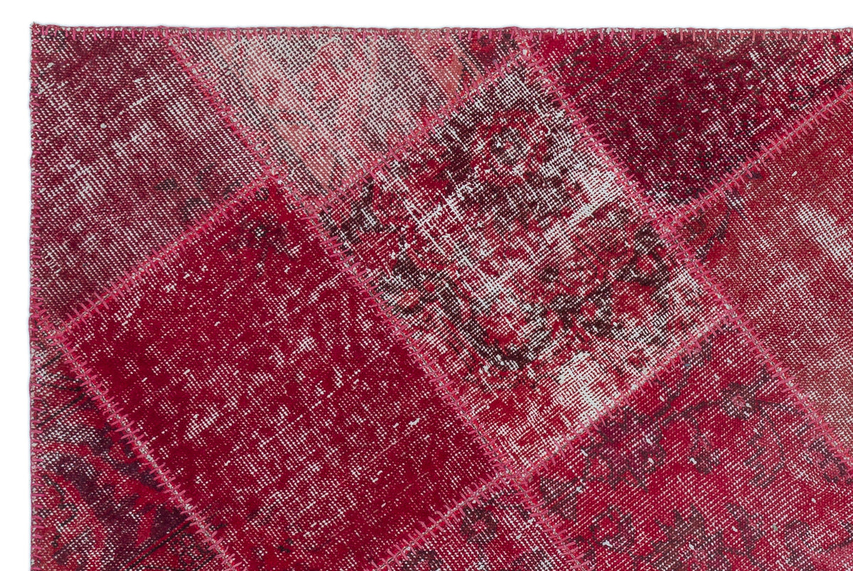 Red Over Dyed Patchwork Unique Rug 3&#39;11&#39;&#39; x 5&#39;11&#39;&#39; ft 120 x 180 cm