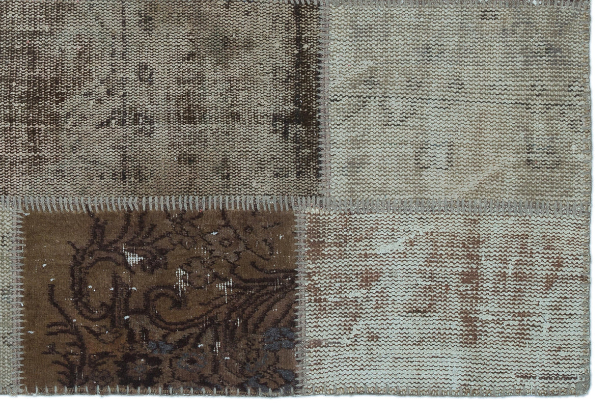 Brown Over Dyed Patchwork Unique Rug 3&#39;11&#39;&#39; x 5&#39;11&#39;&#39; ft 120 x 180 cm