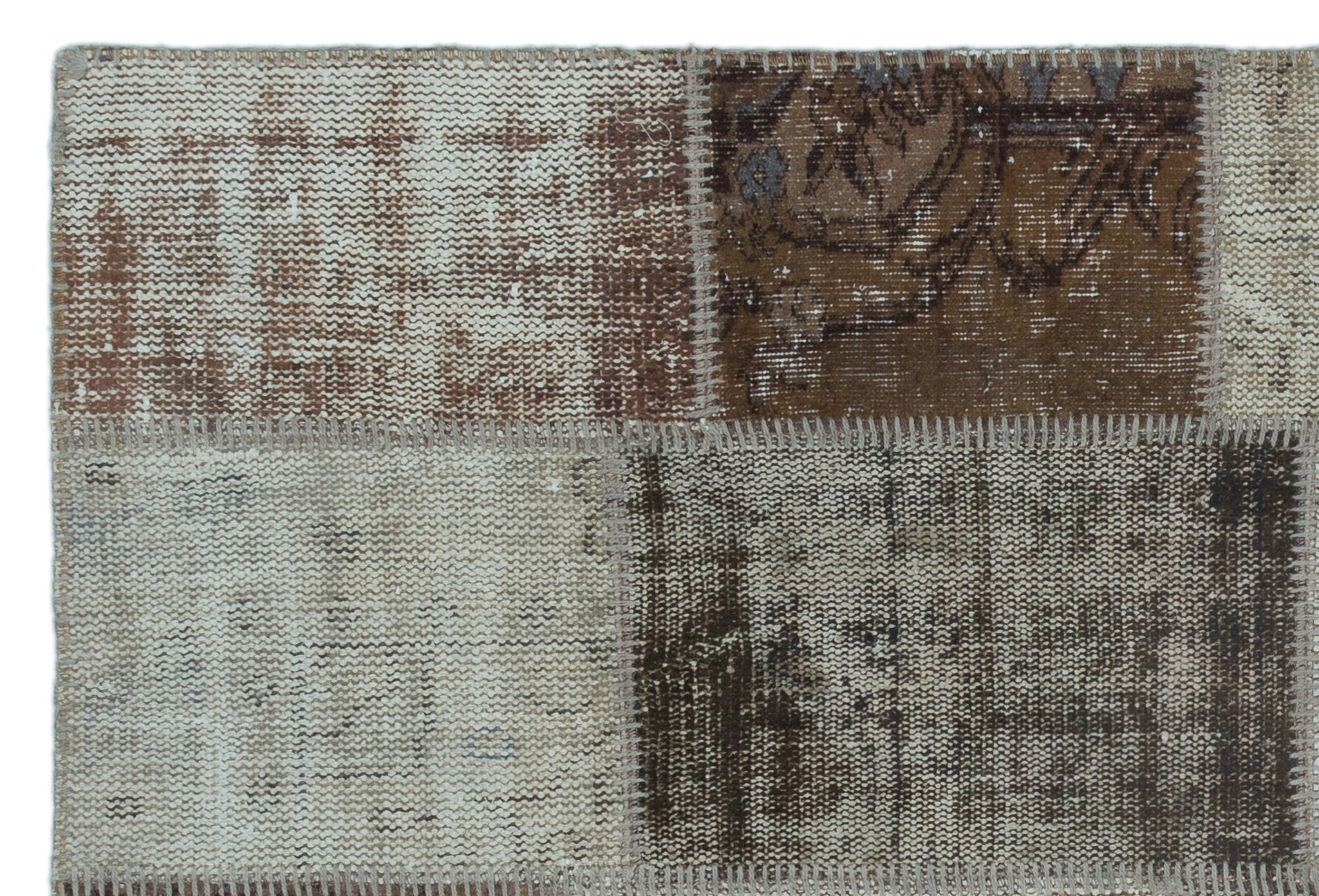 Brown Over Dyed Patchwork Unique Rug 3'11'' x 5'11'' ft 120 x 180 cm