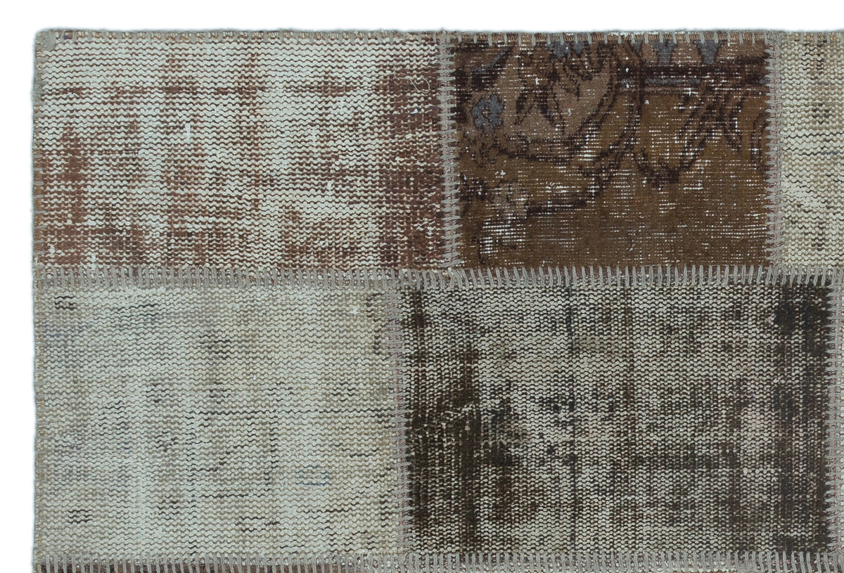 Brown Over Dyed Patchwork Unique Rug 3&#39;11&#39;&#39; x 5&#39;11&#39;&#39; ft 120 x 180 cm