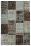 Brown Over Dyed Patchwork Unique Rug 3'11'' x 5'11'' ft 120 x 180 cm