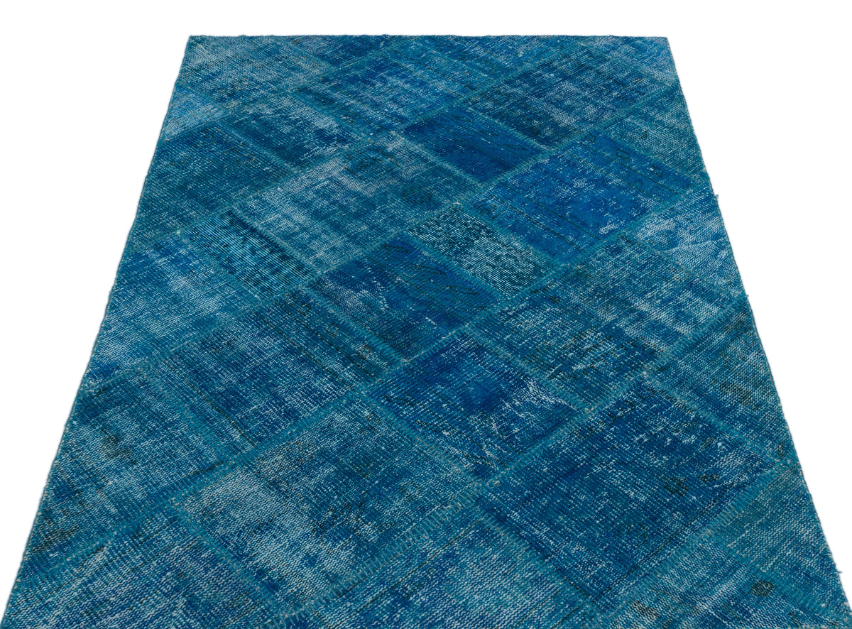Turquoise  Over Dyed Patchwork Unique Rug 3&#39;11&#39;&#39; x 5&#39;11&#39;&#39; ft 120 x 180 cm