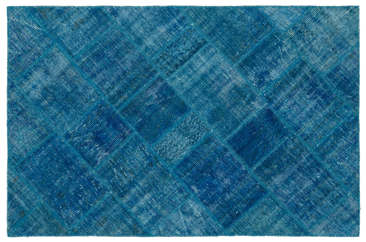 Turquoise  Over Dyed Patchwork Unique Rug 3&#39;11&#39;&#39; x 5&#39;11&#39;&#39; ft 120 x 180 cm