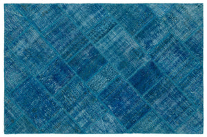 Turquoise  Over Dyed Patchwork Unique Rug 3'11'' x 5'11'' ft 120 x 180 cm