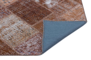 Brown Over Dyed Patchwork Unique Rug 3'11'' x 5'11'' ft 120 x 180 cm