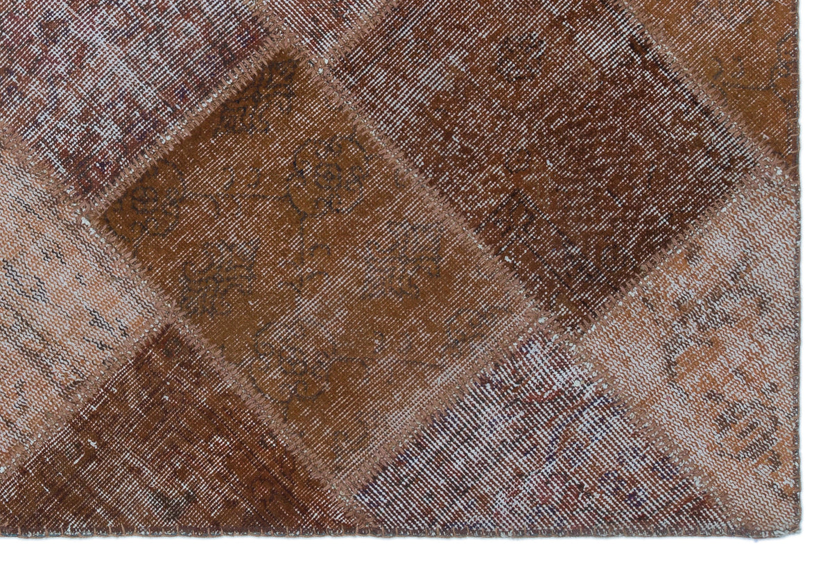 Brown Over Dyed Patchwork Unique Rug 3&#39;11&#39;&#39; x 5&#39;11&#39;&#39; ft 120 x 180 cm