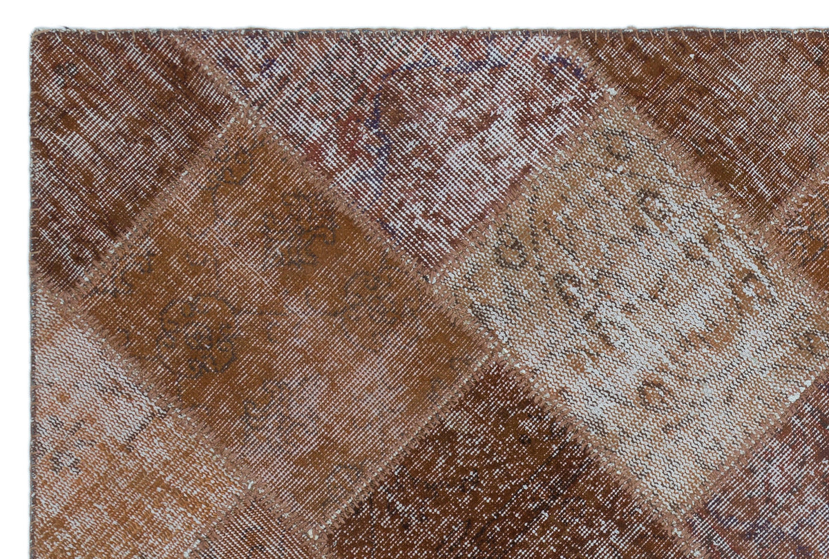Brown Over Dyed Patchwork Unique Rug 3&#39;11&#39;&#39; x 5&#39;11&#39;&#39; ft 120 x 180 cm