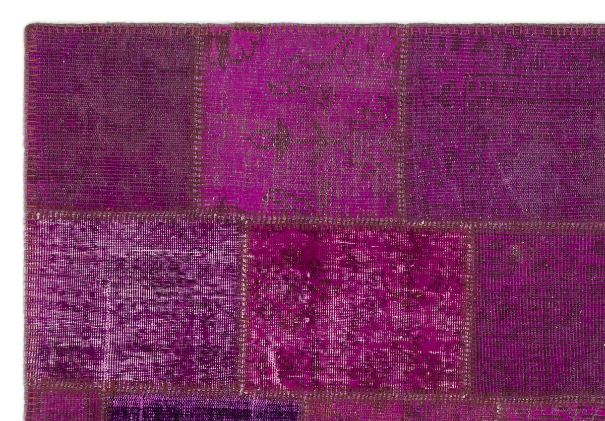 Fuchsia Over Dyed Patchwork Unique Rug 5&#39;3&#39;&#39; x 7&#39;7&#39;&#39; ft 160 x 230 cm