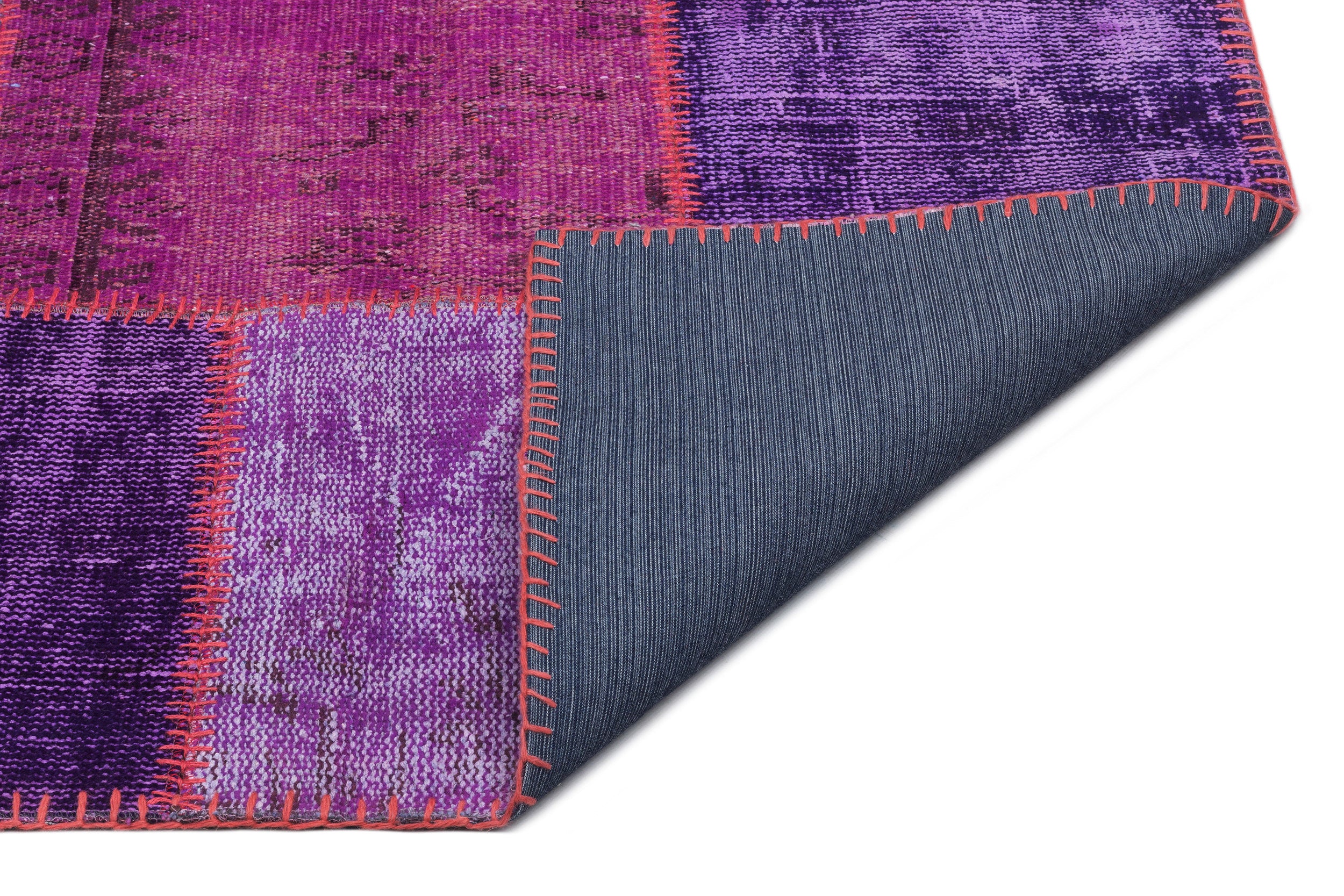 Purple Over Dyed Patchwork Unique Rug 5'3'' x 7'7'' ft 160 x 230 cm